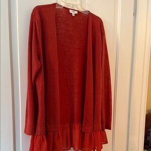 Topshop deep orange Cardigan with Ruffle Detail